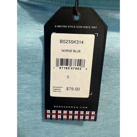 Ben Sherman Men’s Small Short Sleeve Norse Blue Pattern Polo NWT MSRP - $79 - Picture 4 of 4